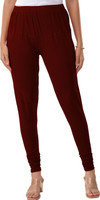 Lyra Churidar Length Ethnic Wear Legging(Maroon, Solid)