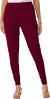 Lyra Churidar Length Ethnic Wear Legging(Maroon, Solid)