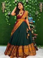 Sneha Fashion Embroidered Semi Stitched Lehenga Choli(Green)