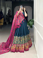Aneri International Printed Semi Stitched Lehenga Choli(Blue)