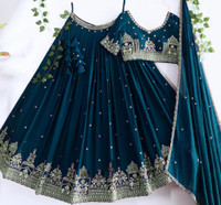 Vrinda Fashion Embroidered Stitched Lehenga Choli(Blue)