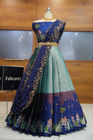 Fabcartz Self Design Semi Stitched Lehenga Choli(Blue)
