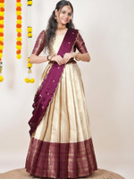 Fabcartz Self Design Semi Stitched Lehenga Choli(Purple)