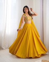Trivety Embellished Stitched Lehenga Choli(Yellow)