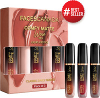 FACES CANADA Comfy Matte Wow Mini Liquid Lipstick | Waterproof | Gift Set for Women & Girls(Choco Couture + Cocoa Crush + Nude Nectar, 6 ml)