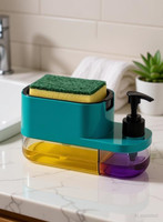 kitchwell 3 in 1 Soap Pump Dispenser Dish Soap Liquid Dispenser Holder Dish Soap Dispenser 500 ml Liquid, Conditioner, Soap, Shampoo, Sanitizer Stand, Lotion, Gel Dispenser(Multicolor)