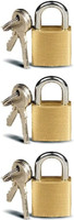 Eagean 3 Pack Mini Locks with Keys for Luggage, Backpacks, Copper Tiny Padlocks (25mm) Lock(Gold)