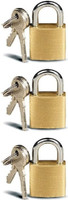 Eagean 3 Pack Mini Locks with Keys for Luggage, Backpacks, Copper Tiny Padlocks (25mm) Lock(Gold)