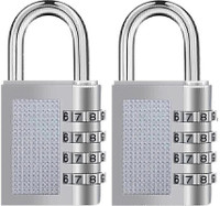 Techtest Combination 4 Digit Number Travel Luggage Password Lock For Home Office Gym School Padlock(Silver)