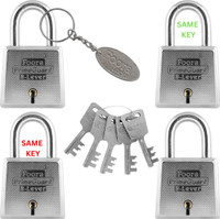 Foora Same key lock, 4 Premium PrimeGurad 60 lock with 4 common key Padlock(Silver)