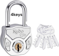 IDARA Kudo Gutsy |67mm |Big Tumbler | 4 Keys | 9 Levers | Push Locking Padlock(Chrome)