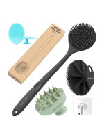 kroywen Silicon Shower Bath BackBrush+Body Scrubber+Scalp Massager+Face Scrubber+Hooks-3