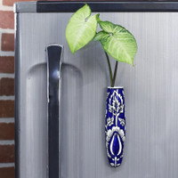 lazy gardener Magnetic Hydroponic Ceramic Handmade Planter - Navy Blue & White Fridge Magnet, Door Magnet, Multipurpose Office Magnets Pack of 1(Blue)