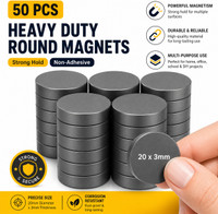 vibella 50 Pcs Black Disc Magnet Multipurpose Office Magnets, Fridge Magnet, Magnetic Paper Holder, Magnetic Note Pads Pack of 50(Black)