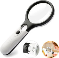 Avenure Handheld Magnifying Glass 90mm 3X 3 led Magnifier(black and white)