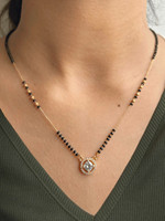 SHUBHSUTRA Delicate Single-Line Designer Ring Pendant Brass Mangalsutra