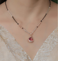 StyleWithJankiii StyleWithJankiii PURE RUBYY RED DIAMOND ROSE GOLD MANGALSUTRA Brass Mangalsutra