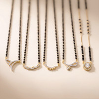 Dbell Gold Plated Brass Mangalsutra Combo Set of 5 for Women | Delicate Black Beads Brass Mangalsutra