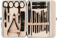 Beaute Secrets Manicure Pedicure kit,18pcs Stainless Steel Nail Clippers Pedicure Set with Black Leather Storage Case(280 g, Set of 18)