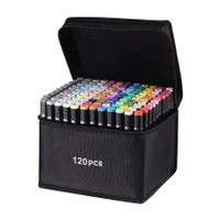 Trendegic Alcohol Based Dual Head Broad and Fine Tip Marker Drawing Pen with Pouch(Set of 120, Multicolor)