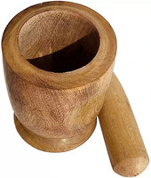 Evergreen Oasis Wooden Okhli |Mortar & Pestle| Imam Dasta|Musal| Kharal| Khalbatta| crushers Wood Masher(Pack of 2)