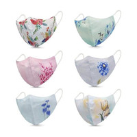 Vaghani 3 Layer Anti Pollution Printed Primium Mask 3 Layer Anti Pollution Mask 6 Pcs Super Breathable Women Cloth Print Cotton Mask Reusable, Washable Cloth Mask With Melt Blown Fabric Layer(Multicolor, Free Size, Pack of 6, 3 Ply)