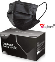 Vaghani 450Pcs Black Polluation Mask Meltblown Mask With Nose Pin 3 Ply Polluation Mask 450 Pcs ( Black )( 75 Gsm )( Best Quality ) Surgical Mask With Melt Blown Fabric Layer(Black, Free Size, Pack of 450, 3 Ply)