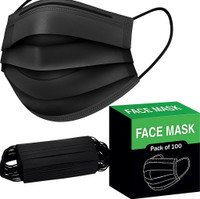 KAPGGRILA 3-Layer Ultrasonically Sealed Face Mask with Nose Pin & Earloop Surgical Mask(Black, Free Size, Pack of 100, 3 Ply)