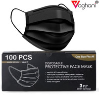 Vaghani 100 Black Mask With Pin Iso Mark 3 Ply Pharmaceutical Surgical Pollution 3 Ply ( With Nose Pin ) Surgical Mask With Melt Blown Fabric Layer(Black, Free Size, Pack of 100, 3 Ply)
