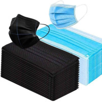 KGKR Blue + Black -100 Pcs Reusable, Water Resistant Surgical Mask With Melt Blown Fabric Layer(Blue, Black, Free Size, Pack of 100, 3 Ply)