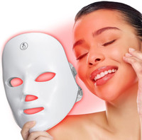 KEVJ Red Light Therapy Mask for Face,7 Colors LED Face Mask Light Therapy, At-Home Photon Skin Care Beauty Mask for Anti Wrinkles Acne Reduction Massager(White)