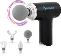 sellastic Forge Massager Gun, Deep Tissue Pain Relief Massage Therapy, 6 Speed, 4 Specialized Heads, Handheld, Quiet, Powerful, Body Relaxation Percussion Massager(Black)
