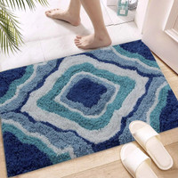 AAZEEM Cotton Door Mat(Blue, Medium)