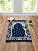 Furnishing Hut Velvet Prayer Mat(Dark Blue, Medium)