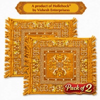 Hollehock Velvet Prayer Mat(Yellow, Pack of 2, Medium)