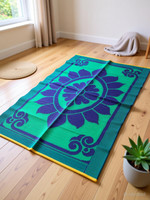 HANU CHATAI Polyester Chatai Mat(Green & Blue, Small)
