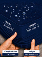 BHARAT GRIHA Double, Queen, King Size Fitted Cotton Waterproof, Stretchable, Breathable Mattress Cover(198 cm x 183 cm, Blue)