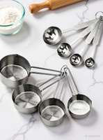 INKULTURE Stainless Steel Measuring Cups & Spoon Combo for Dry or Liquid/Kitchen Gadgets for Cooking & Baking Cakes/Measuring Cup Set Combo with Handles  Measuring Cup Set(60 ml, 80 ml, 125 ml, 250 ml, 1.25 ml, 2.5 ml, 5 ml, 15 ml)