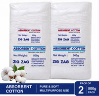 Dr. Chhabra's Earthiest ZIG ZAG COTTON FOR MAKE UP REMOVE,DUST FREE, CLEANSING, MULTIPURPOSE , 2 Pack Interactive dressings Medical Dressing(Pack of 2)