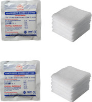 Agarwals Absorbent Gauze Swabs Sterile 10 cm X 10 cm X 12 ply (5Pcs/Pack) - Pack of 2 Gauze Medical Dressing(Pack of 2)