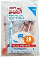 CELWARK GLIDE 6MM NEEDLE INSULIN SYRINGES FOR DIABETICS. (40 UNITS) 20 PICS Medical Needle(Mullti Color)