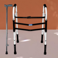 coredeal white adult walker with walking stick new dezine (BLACK WHITE0 Medical Reacher & Grabber(Length 60 cm)