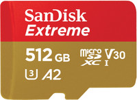 SanDisk Extreme 512 GB MicroSD Card Class 10 190 MB/s  Memory Card