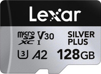 Lexar LMSSIPL128G-BNANG MSD Silver Plus 128 GB MicroSDXC UHS Class 3 205 MB/s  Memory Card Compatible with Gaming Console, Camera, Tablet, Mobile(With Adapter)