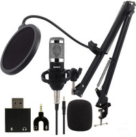 TechBlaze BM800 Studio Microphone Kit for Voice Recording ,Gaming Condenser Mic Set For Studio Recording , Podcasting Live Streaming & Broadcasting(Black)