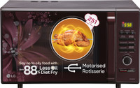 LG 28 L with Diet Fry, Auto Cook Menu, Stainless steel cavity, Pasteurized Milk, 360 degree Motorised Rotisserie for Bar-be-queing, Indian Cuisine, Tandoor Se & Diet Fry Convection Microwave Oven(MC2886BRUM, Black)