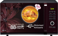 LG 32 L Auto Cook Menu, Stainless steel cavity, 360 degree Motorised Rotisserie for Bar-be-queing, Indian Cuisine, Tandoor Se, Steam Clean & Diet Fry) Convection Microwave Oven(MC3286BRUM, Black)