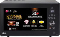 LG 28 L Diet Fry and with 360 Degree Motorised Rotisserie for crispy and tasty bar-be-que recipes, Charcoal Convection Microwave Oven(MJ2887BFUM, Black)