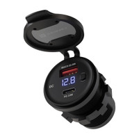 Portronics Spark Phone Charger for Scooters & Motorcycles, 33W Type C, 22.5W USB 3 A Bike Mobile Charger