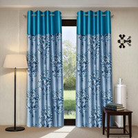 Fashion String 153 cm (5 ft) Window Polyester Semi Transparent Curtain (Pack Of 2)(Blue, Printed)